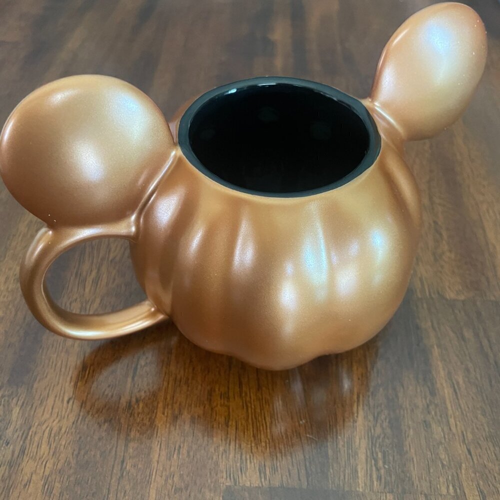 Disney Parks 2025 Home Halloween Mickey Mouse Ear Pumpkin Mug Ceramic Copper NEW